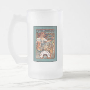 Alphonse Mucha Biscuits Lefevre-Utile Speckled van Matglas Bierpul