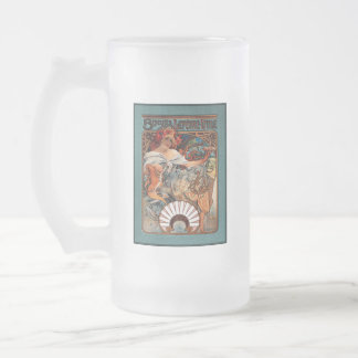Alphonse Mucha Biscuits Lefevre-Utile Speckled van Matglas Bierpul