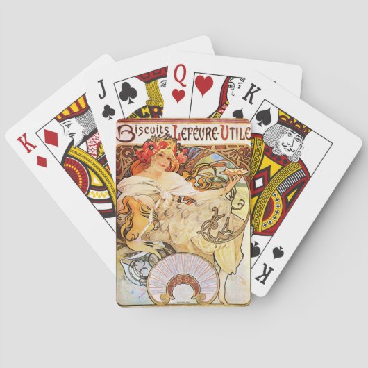 Alphonse Mucha Biscuits Lefevre-Utile Speelkaarten (Achterkant)