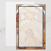 Alphonse Mucha Bloem Briefpapier (Voorkant / Achterkant)