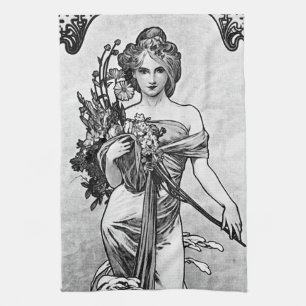 Alphonse Mucha Broken Blossoms Theedoek