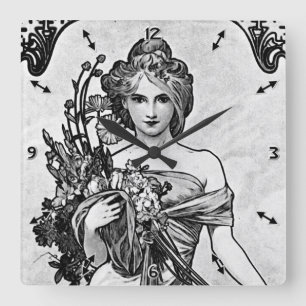 Alphonse Mucha Broken Blossoms Vierkante Klok