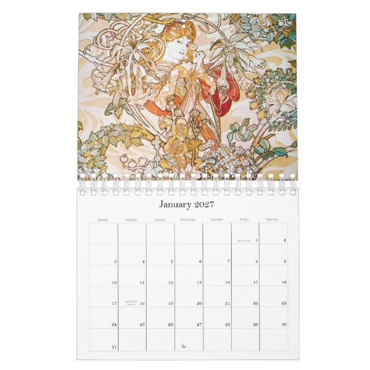 Alphonse Mucha Calendrier des oeuvres d'art (Jan 2027)
