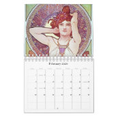 Alphonse Mucha Calendrier des oeuvres d'art (Feb 2026)