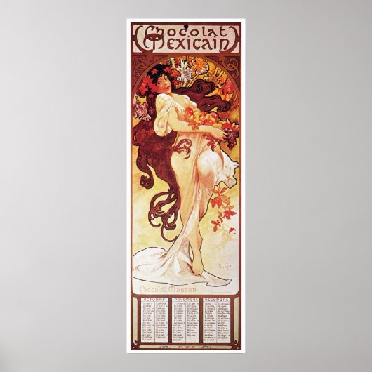 Alphonse Mucha, Chocolat Mexicain 1896 Poster (Voorkant)