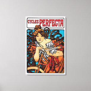 Alphonse Mucha - Cycles Perfecta Retro Art Nouveau Canvas Afdruk