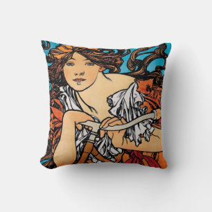 Alphonse Mucha - Cycles Perfecta Retro Art Nouveau Kussen