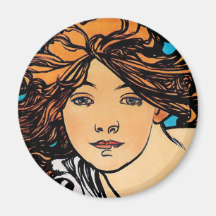 Alphonse Mucha - Cycles Perfecta Retro Art Nouveau Magneet