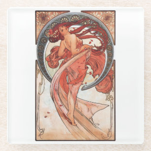 Alphonse Mucha Dance 1898 Art Glazen Onderzetter