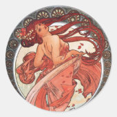 Alphonse Mucha Dance 1898 Art  Ronde Sticker (Voorkant)