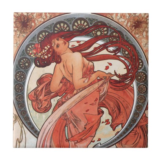 Alphonse Mucha Dance 1898 Art  Tegeltje (Voorkant)
