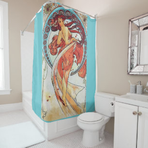 Alphonse Mucha Dance  Art Nouveau Painting Douchegordijn