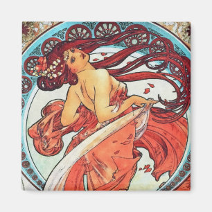 Alphonse Mucha Dance  Art Nouveau Painting Magneet