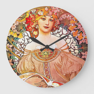 Alphonse Mucha Daydroom Floral  Art Nouveau Grote Klok