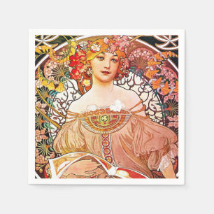 Alphonse Mucha Daydroom Floral Art Nouveau Servet