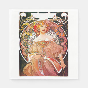 Alphonse Mucha Daydroom Floral Art Nouveau Servet