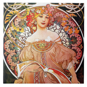 Alphonse Mucha Daydroom Floral Art Nouveau Tegeltje