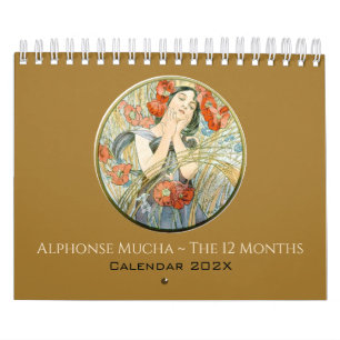 Alphonse Mucha de 12 maanden  Art Nouveau Kalender