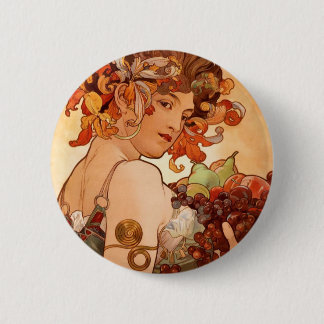Alphonse Mucha - De groeten Ronde Button 5,7 Cm