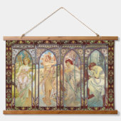 Alphonse Mucha - De tijden van de dag Hangend Wandkleed (Voorkant)