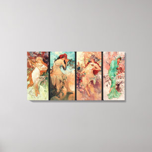 Alphonse Mucha, De vier jaargetijden (1896)  Canvas Afdruk