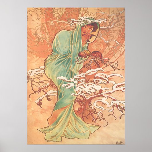 Alphonse Mucha - De winter - de seizoenen Poster (Voorkant)