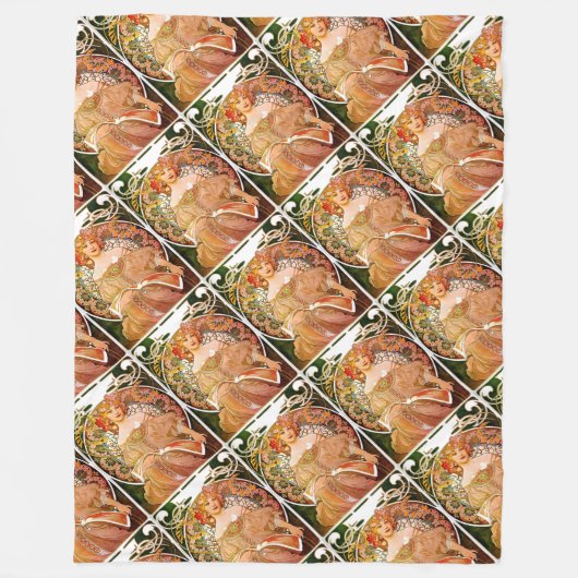 Alphonse Mucha Dreaming (Reverie) Fleece Deken (Voorkant)