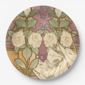 Alphonse Mucha Elegant Art Nouveau Stars Camellia  Papieren Bordje (Voorkant)