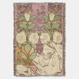 Alphonse Mucha Elegante Art Nouveau Sterren Camell Deken