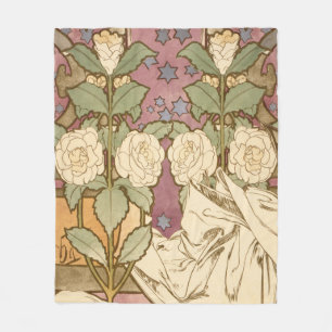 Alphonse Mucha Elegante Art Nouveau Sterren Camell Fleece Deken