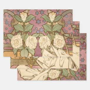 Alphonse Mucha Elegante Art Nouveau Sterren Camell Inpakpapier Vel