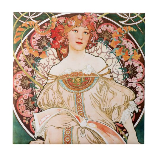 Alphonse Mucha F. Champenois Tile Tegeltje (Voorkant)