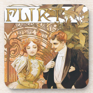 Alphonse Mucha Flirt Art Nouveau Onderzetter Set