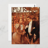 Alphonse Mucha Flirt Briefkaart (Voorkant / Achterkant)