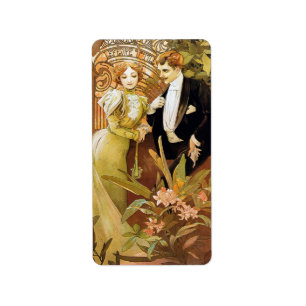 Alphonse Mucha Flirt Romantic Art Nouveau Etiket