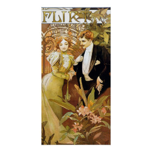 Alphonse Mucha Flirt Romantic Art Nouveau Perfect Poster