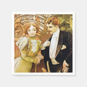 Alphonse Mucha Flirt Romantic Art Nouveau Servetten