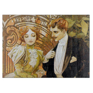 Alphonse Mucha Flirt  Romantic Art Nouveau Snijplank