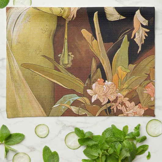 Alphonse Mucha Flirt Romantic Art Nouveau Theedoek (Gevouwen)