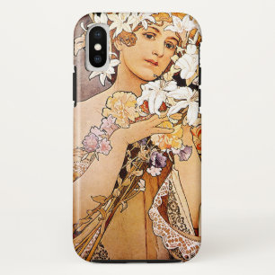 Alphonse Mucha Flower iPhone X Hoesje