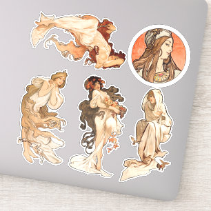 Alphonse Mucha Four Seasons en Bonus Cirkel Sticker