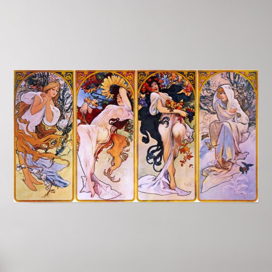 Alphonse Mucha Four Seasons Poster (Voorkant)