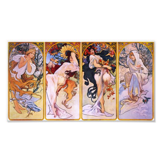 Alphonse Mucha Four Seasons Prin Foto Afdruk (Voorkant)