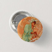 Alphonse Mucha, Four Seasons, Winter Ronde Button 3,2 Cm (Voorkant /achterkant)