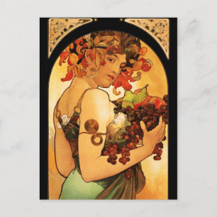 Alphonse Mucha Fruit Briefkaart