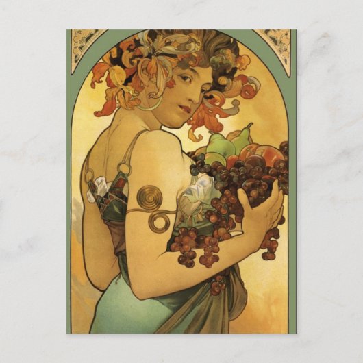 Alphonse Mucha Fruit Painting Briefkaart (Voorkant)