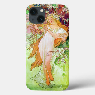 Alphonse Mucha Girl in de tuin iPhone 13 Hoesje