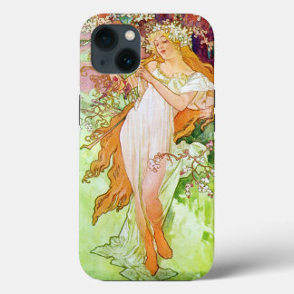 Alphonse Mucha Girl in de tuin iPhone 13 Hoesje