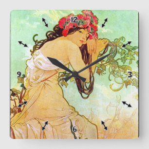 Alphonse Mucha Girl van de politie Vierkante Klok