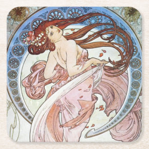 Alphonse Mucha Goddess Vierkante Kartonnen Onderzetter